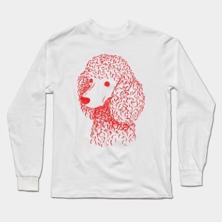 Poodle (Light Peach and Red) Long Sleeve T-Shirt